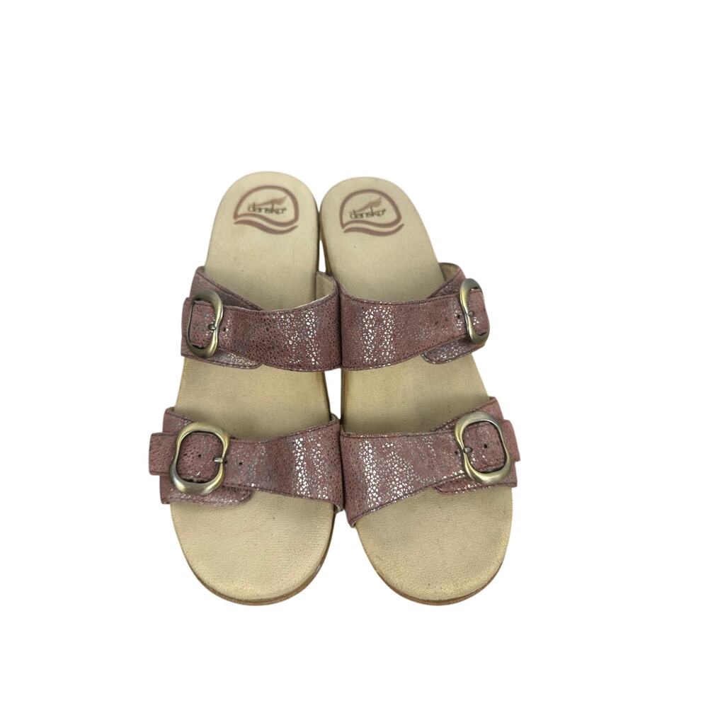 Dansko Sophie Women's sandals purple sparkle buckle design wedge heel Size 38